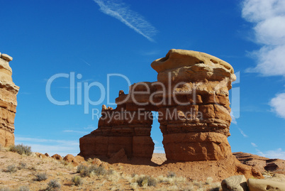 Interesting arch and rock formations near Notom, Utah
