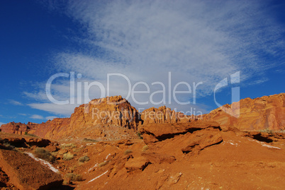 Red rocks, clouds and blue sky, Capitol Reef National Park, Utah