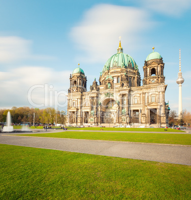 Berlin Cathedral (Berliner Dom), famous landmark in Berlin, Germany at sunny day with blue sky