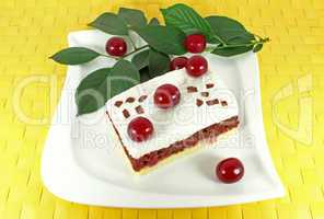 Homemade cake with sour cherries
