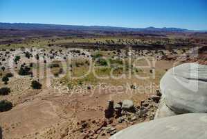 Rocks with view on San Rafael Swell, Utah