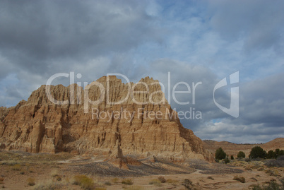 Cathedral Gorge formations under cloudy skies, Nevada