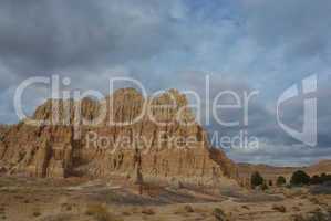 Cathedral Gorge formations under cloudy skies, Nevada