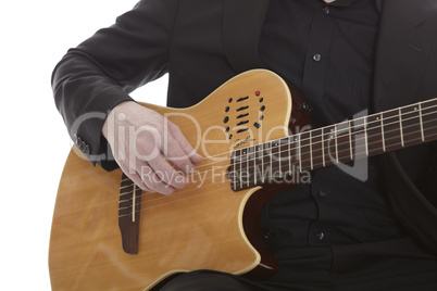 Guitarplayer on white