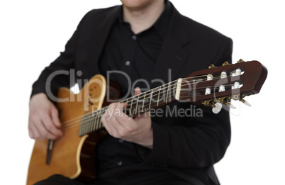 Guitarplayer on white