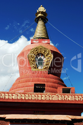 Red stupa in Tibet