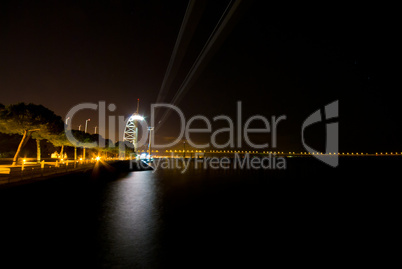 Cable car at night