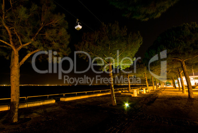 Cable car at night