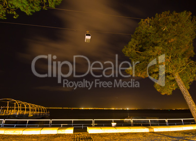 Cable car at night