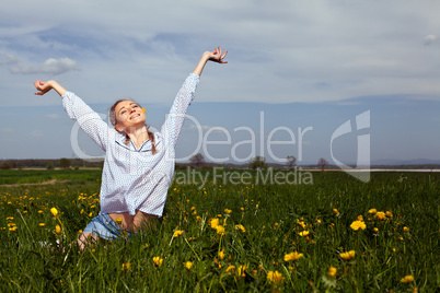 smiling woman outdoor in summer