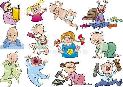 cartoon babies and children set