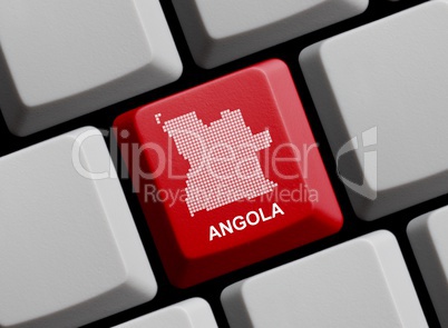 Angola - Umriss auf Tastatur