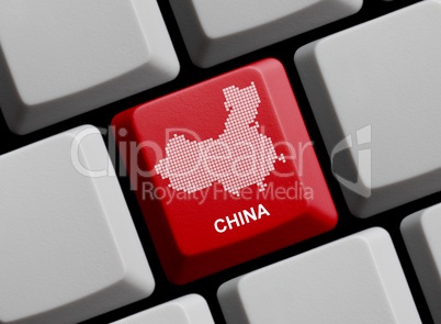 China - Umriss auf Tastatur