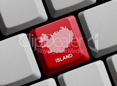 Island - Umriss auf Tastatur