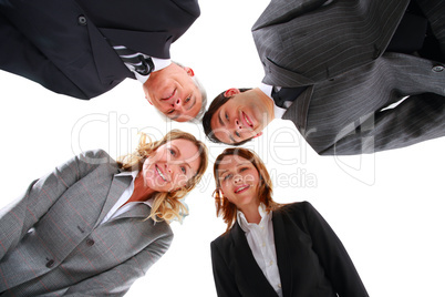 businessmen and businesswomen looking down views from below