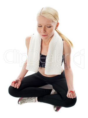 Top View of a woman meditating