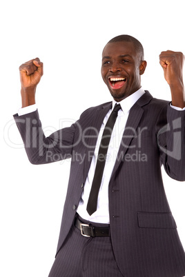 businessman rejoices