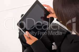 businesswoman with tablet