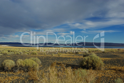 Mono Lake with far mountain chains, California