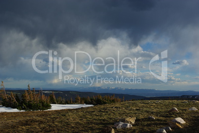 Sun and clouds at 10.000 feet, windy Medicine Bow Mountains, Wyoming