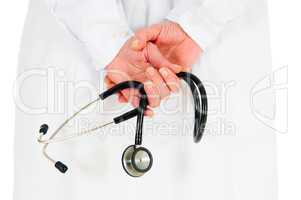 back doctor with stethoscope in hand