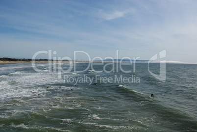 Beach,dunes and surfers on Pacific Coast, Pismo Beach, California