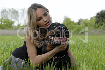 rottweiler and teenager