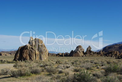 Alabama Hills formations and mountain chains, California