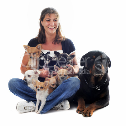 woman and her dogs