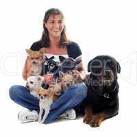 woman and her dogs