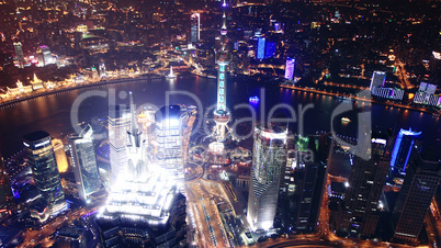 Bird s eye view of Shanghai Pudong at night