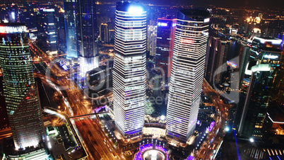 Bird s eye view of Shanghai at night