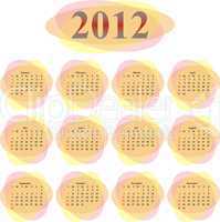 calendar 2012 in transparent ovals