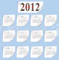 vector calendar 2012 on white paper