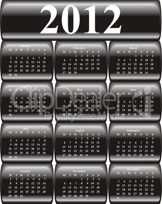 calendar 2012 on black buttons