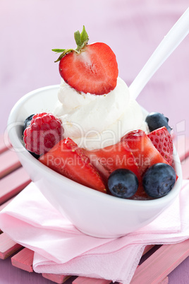 Vanilleeis mit Früchten / vanilla icecream with fruits