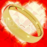 Gold Ring On Heart Bokeh Background Representing Love Valentine