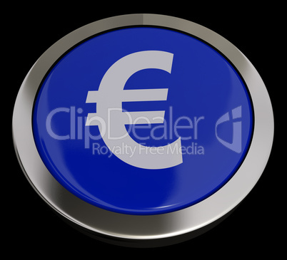 Euro Symbol Button In Blue Showing Money And Investment
