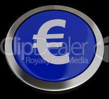 Euro Symbol Button In Blue Showing Money And Investment