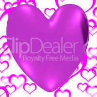 Mauve Heart On A Hearts Background Showing Love Romance And Vale