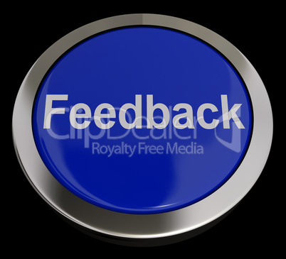 Feedback Button In Blue Showing Opinions And Surveys