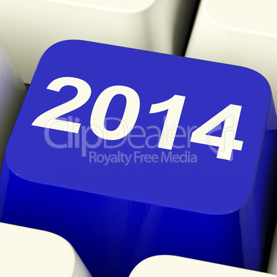 2014 Key On Keyboard Representing Year Two Thousand And Fourteen
