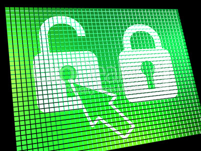 Unlocked Padlock Computer Screen Showing Access Or Protection On