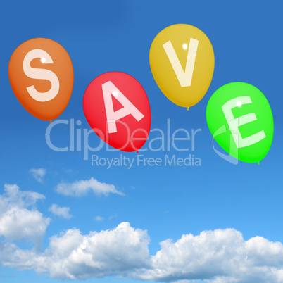 Save Word On Balloons As Symbol For Discounts Or Promotion