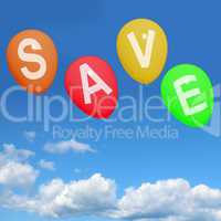 Save Word On Balloons As Symbol For Discounts Or Promotion