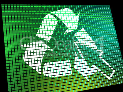 Recycle Icon Computer Screen Shows Recycling And Eco Friendly