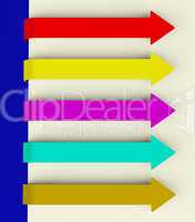 Five Multicolored Long Arrow Tabs Over Paper For Menu List Or No