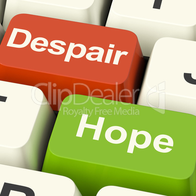 Despair Or Hope Computer Keys Showing Hopeful or Hopeless