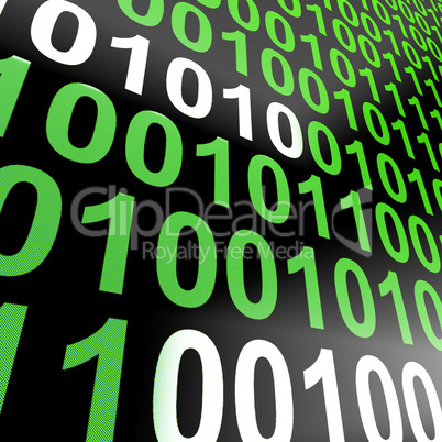 Binary Code On Computer Screen Showing Technology And Programmin