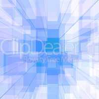 Bright Glowing Blue Glass Background With Artistic Cubes Or Squa